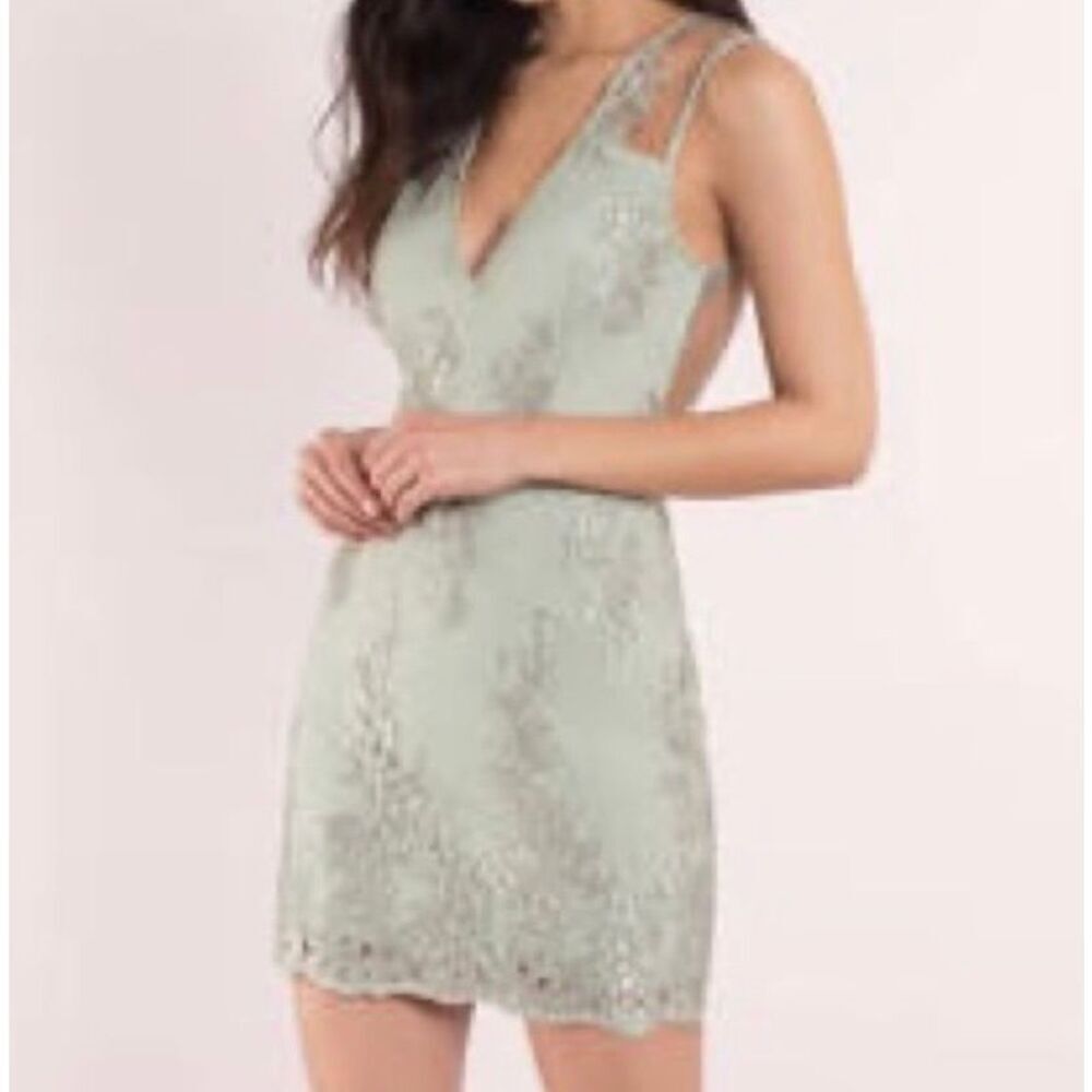 Tobi women’s sage green lace sleeveless, mini dress, size small - Picture 1 of 8